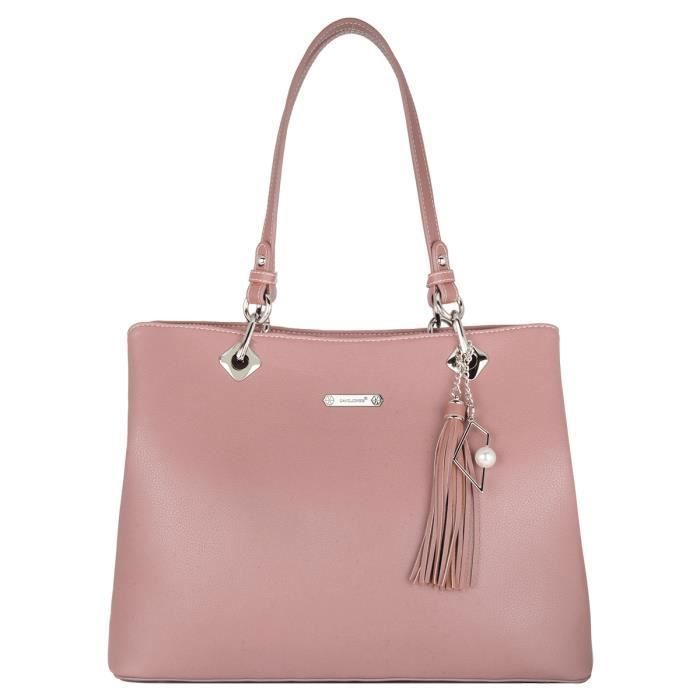 David Jones - Sac à Main Porté Epaule Femme - Grand Cabas Fourre-Tout Simili Cuir Souple - Tote Shopping Bag Large - Rose David Jones - Sac à Main Porté Epaule Femme - Grand Cabas Fourre-Tout Simili Cuir Souple - Tote Shopping Bag Large - Rose