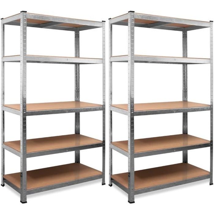 2x Étagères charge lourde metallique 5 tablettes 170x75x30cm Charge max. 350 kg 2x Étagères charge lourde metallique 5 tablettes 170x75x30cm Charge max. 350 kg