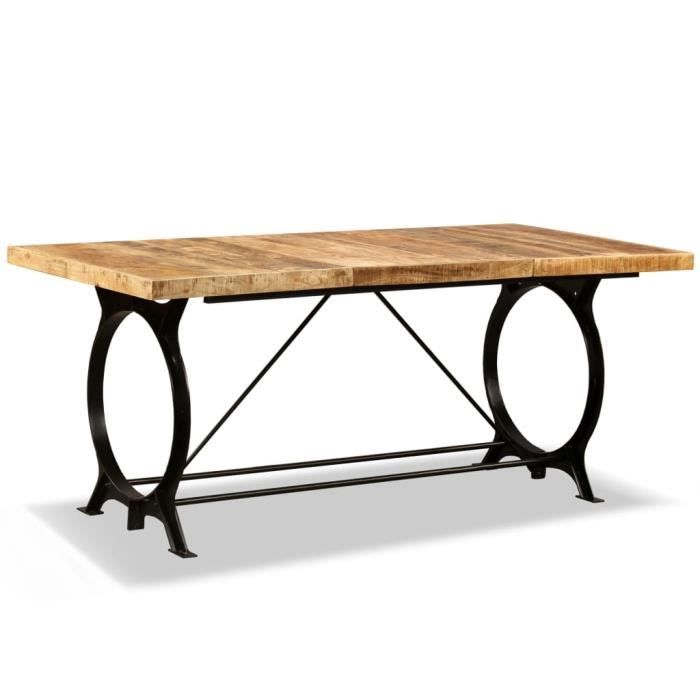 Table à Manger Industrielle Bois Manguier Et Acier Miliboo – 160x90 Cm, Marron