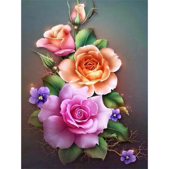 Mini Diamond Painting 25x25cm - Rose Multicolore