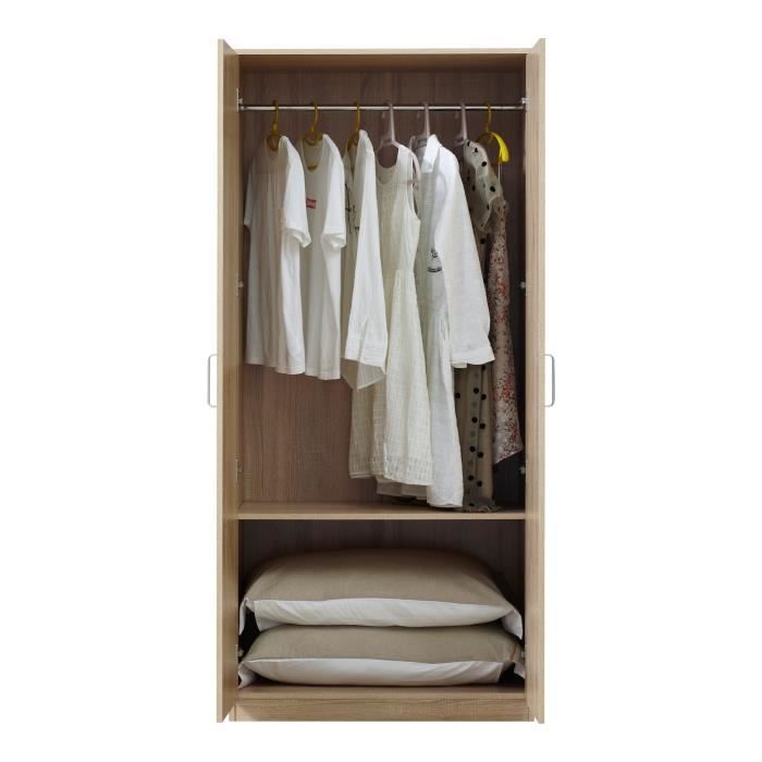 Armoire de chambre Bodolz 1 étagère MDF 176 x 80 x 52 cm effet chêne sonoma