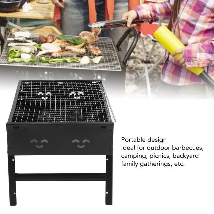 WOLTU Barbecue Au Charbon De Bois Avec Couvercle Et Roues 44x73cm - Noir - Idéal Jardin Et Camping