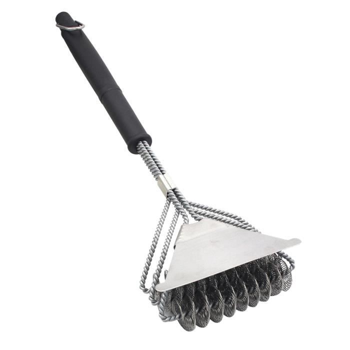Brosse à Griller Professionnelle Avec Grattoir - En Acier Carbone Pour BBQ