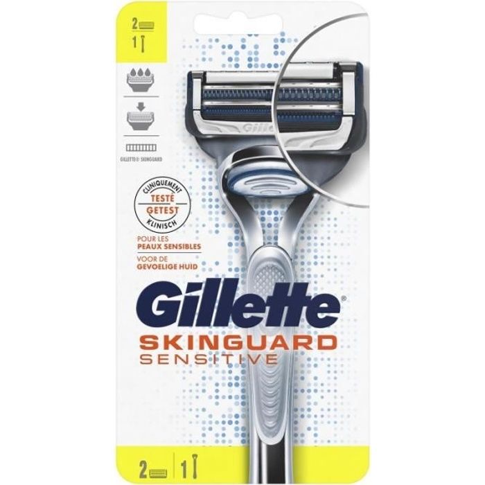 Gillette Skinguard Sensitive Peaux Sensibles Rasoir pour Homme + 1 Recharge  - Cdiscount Au quotidien