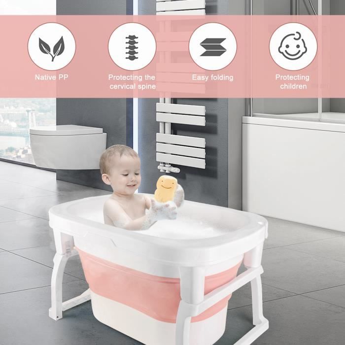 Baignoire Pliable Pour Bébé Et Enfant (0-8 Ans) - Portable, économique En Espace, Avec Bouchon De Vidange, Vert - 8