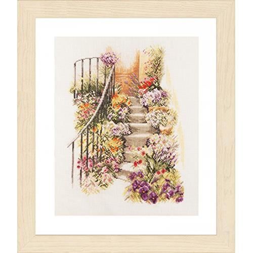 Kit Broderie Point Compté Avec Voile - Toile 100% Coton Et Fils DMC - Pour Débutantes Et Confirmées