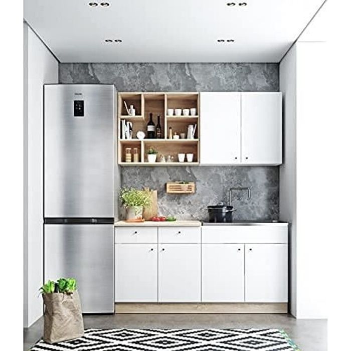 Tendencio Cuisine complète Maze 160 cm Bois et Blanc Style Nordique scandinave avec Pieds