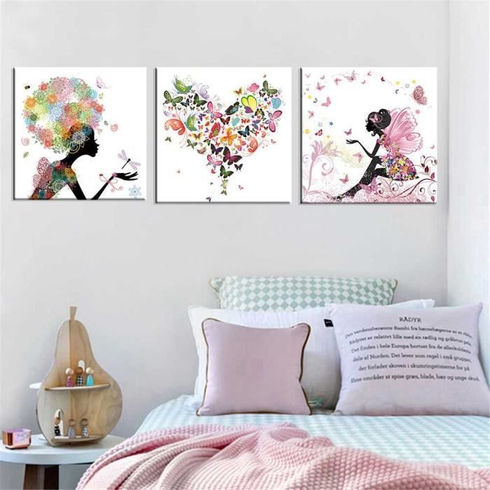 Fee Papillon Fille 3 Pcs Affiche De Peinture Canevas Chambre