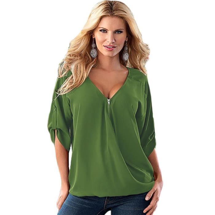 Chemise demi shop manche femme