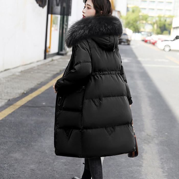 Doudoune Longue Femme Hiver Capuche Doudoune paissir Chaud Noir