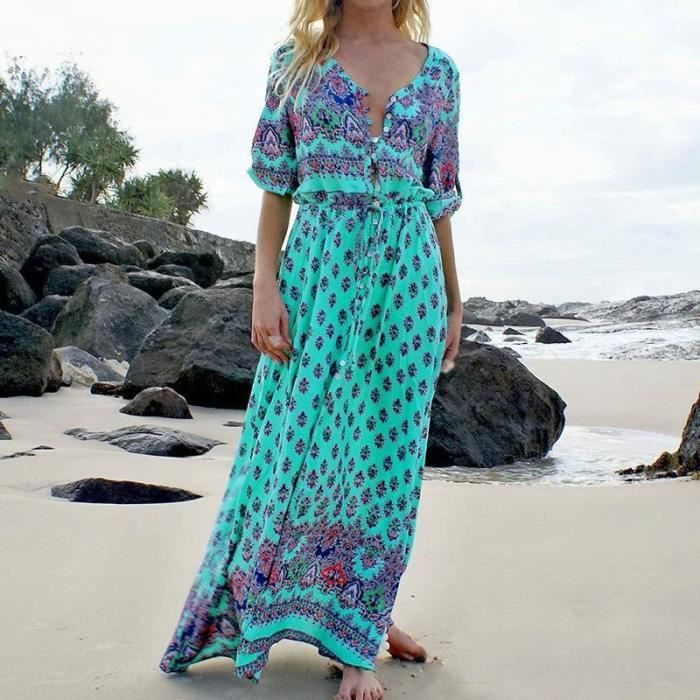 Get Wallpaper Robe Longue De Plage Cocktail Chic Femme Manche 3 4 Col V Vintage Free HD