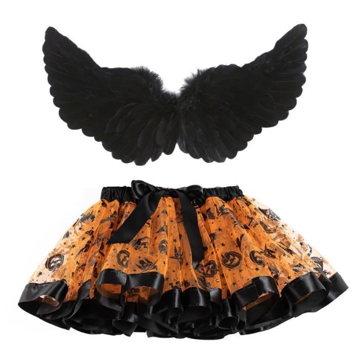 Deguisement Halloween Fille 2 7 Ans Robe Tutu et Ailes Ensembles Costume Cosplay Halloween Carnaval Soiree Oranges Cdiscount Pret a Porter