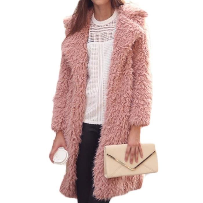 Manteau effet 2025 mouton rose