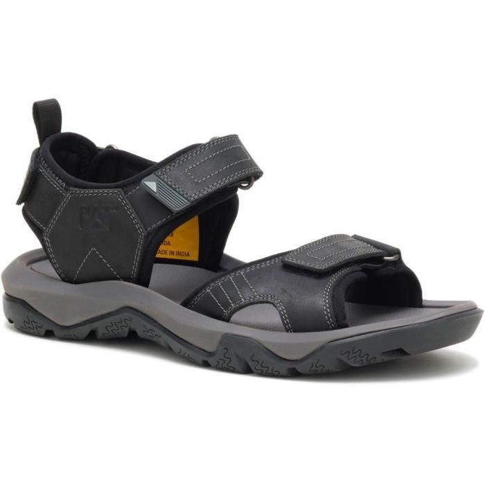 sandale homme cat footwear waylon - noir - cuir - t1453