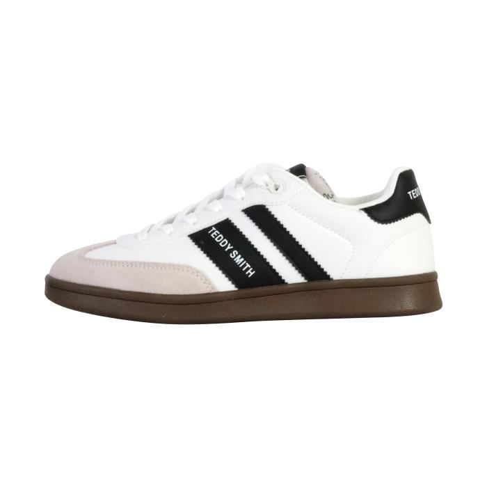 Basket Cuir - TEDDY SMITH - Blanc - Lacets - Plat - Homme