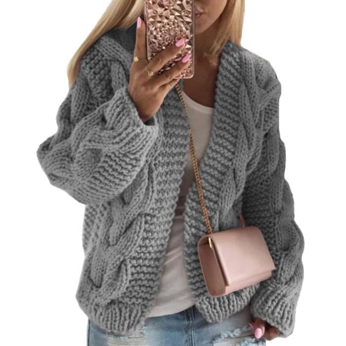 Gilet laine best sale grosse maille femme