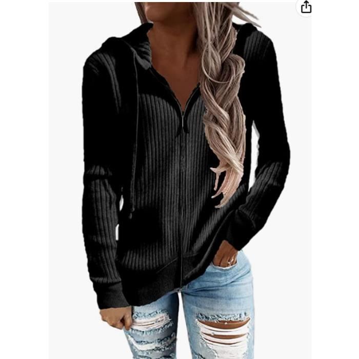 Sweat ?� Capuche L?�gere Femme Blouson Zipp?� Femme Veste de Sport Cardigan Manches Longues Veste 