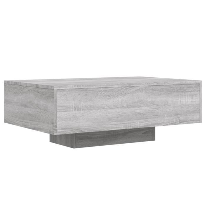 Table basse,Table d'appoint,Table de Salon avec lumières LED gris béton