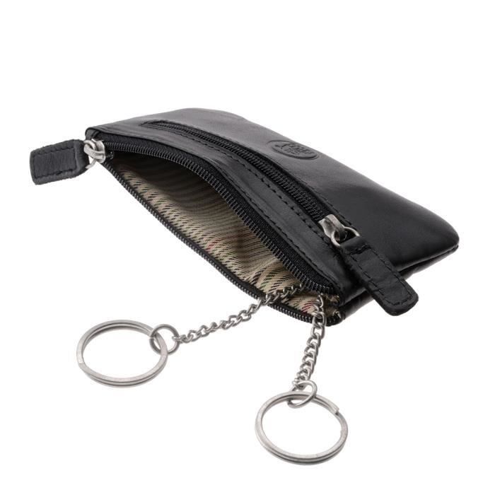 Nuvola Pelle Porte-clés Homme Femme en Cuir véritable Sac Étui avec Fermeture zippée à 2 Anneaux Bleu