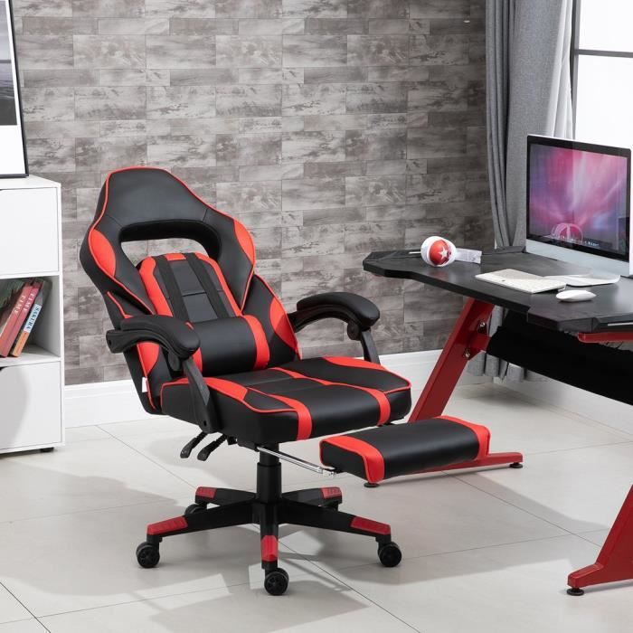 Siege Gaming Avec Repose Pied Fauteuil Gamer Professionnel Anti Fatigue Avec Coussin De Tete Rouge Et Noir Achat Vente Chaise De Bureau Soldes Sur Cdiscount Des Le 20 Janvier Cdiscount
