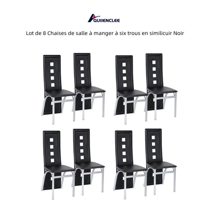 QUIIENCLEE Lot de 8 Chaises de salle à manger à six trous en similicuir Noir 42 5 x 42 x 101 5 cm