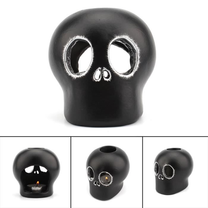 Lot De 3 Bougeoirs Tête De Mort En Résine - Décoration Gothique Halloween - Crâne Lumineux - Pour Fête, Jardin