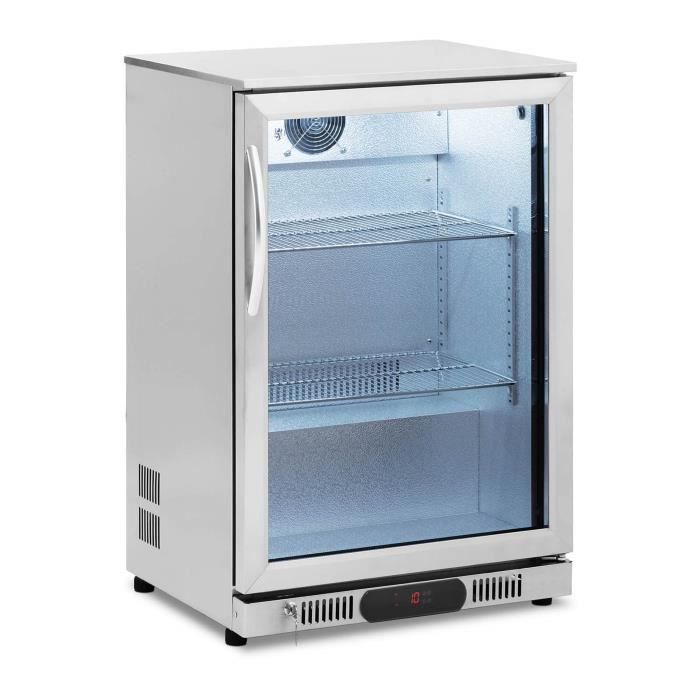 frigo à boissons réfrigérateur bar vitrine porte double vitrage 138l inox produit reconditionné - bon état