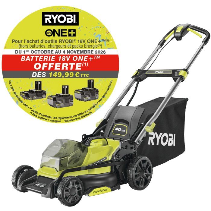 Ryobi Tondeuse poussée Brushless 18V One+ 40 cm Vendue sans Batterie ni Chargeur RY18LMX40C 0 - vue 1