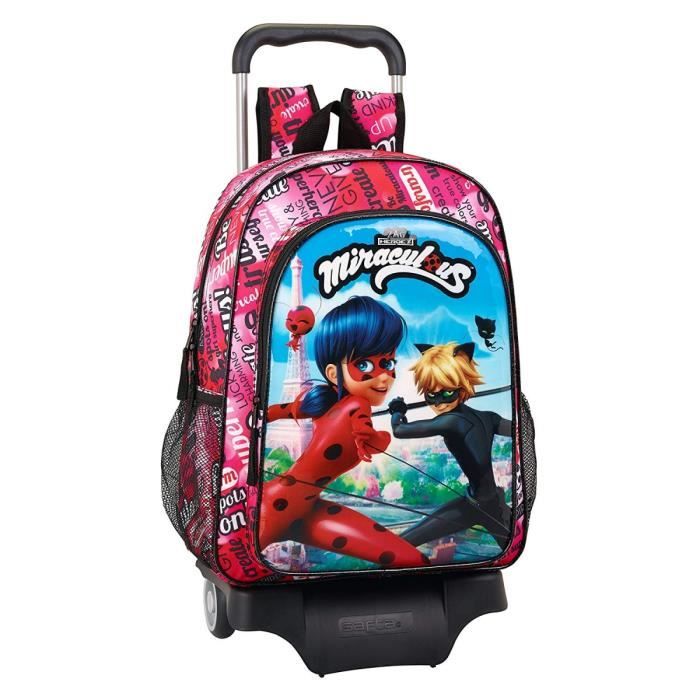 Safta Miraculous les aventures de Ladybug et Chat Noir Sac a dos 33cm avec son trolley. Cdiscount
