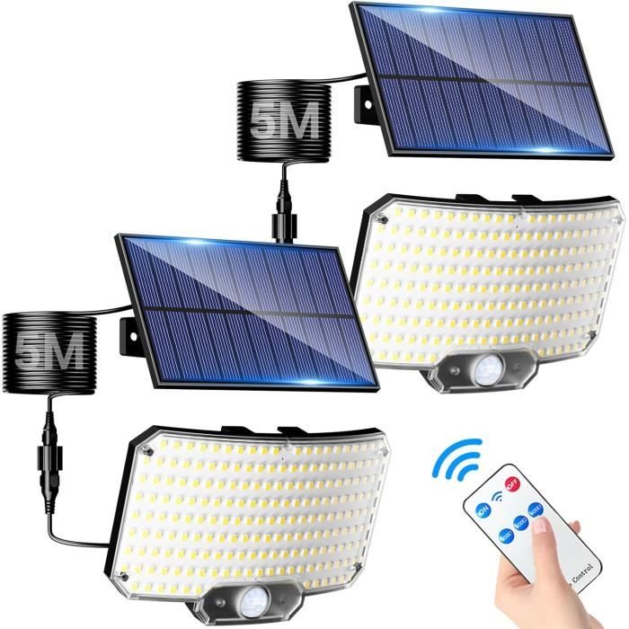 Ofuray Lampadaire Solaire Extérieur 7000K Avec Détecteur Mouvement - Étanche Pour Jardin, Cour Et Parking