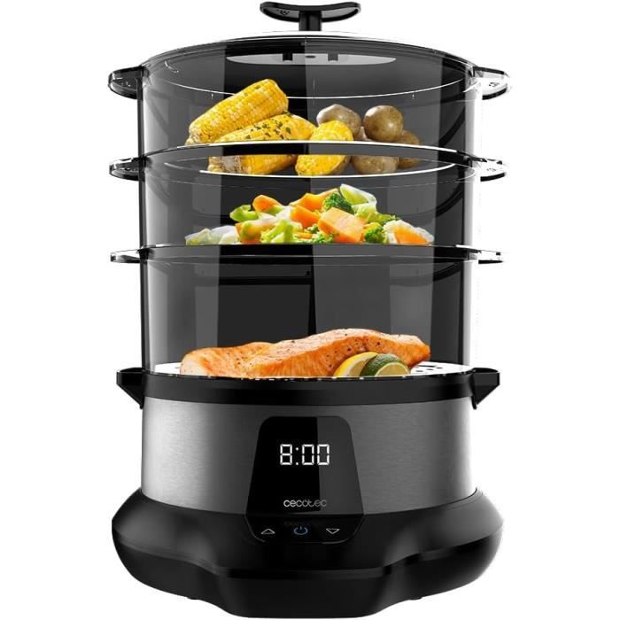 Aroma Cuiseur vapeur numérique 8 tasses en acier inoxydable Cool Touch