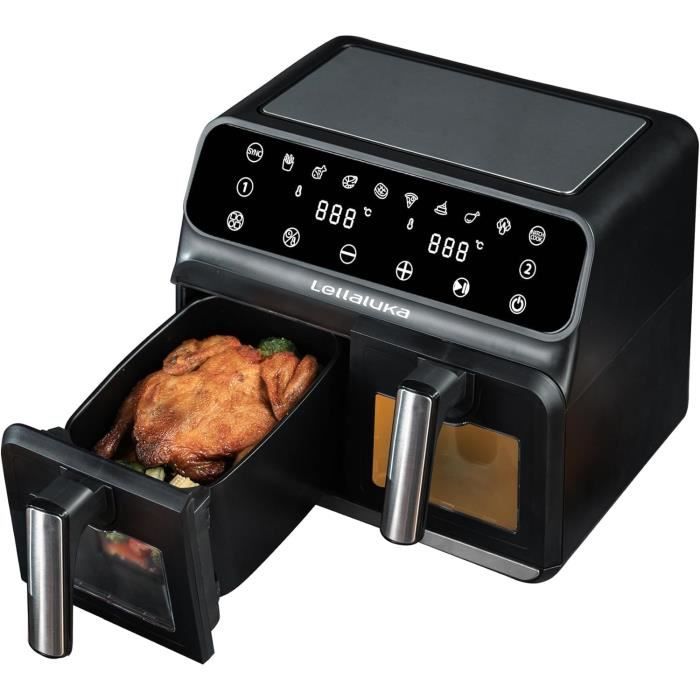 Friteuse à Air (Air Fryer) 8L 2400W - Fenêtre Visible, Préchauffage Intelligent - Noire - Neuf