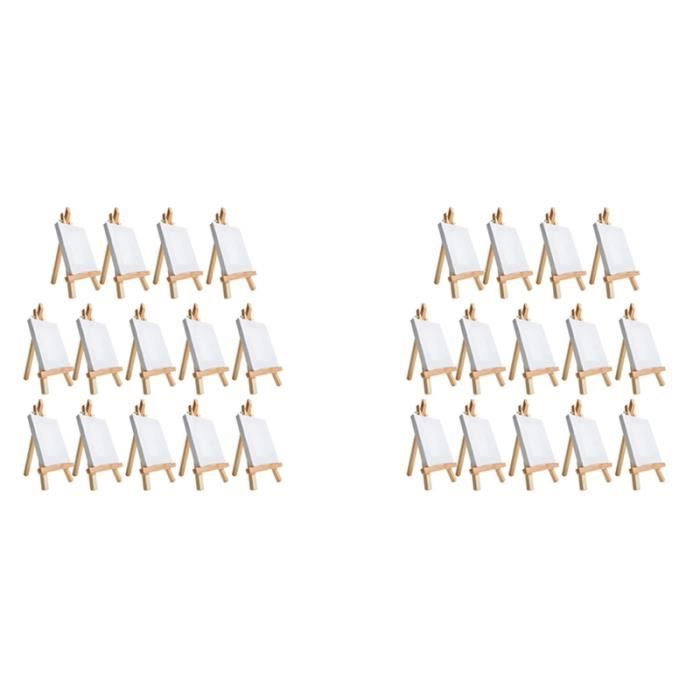 Lot 15 Mini Chevalets + Toiles 10×10 Cm – Bois Naturel, Idéal Peinture, Dessin, Déco, Support Tablette