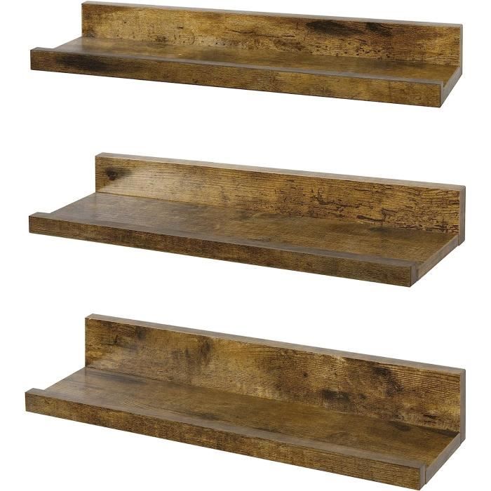 Étagère Murale Flottante Noire En Bois - 42cm, Capacité 18kg, Style épuré Pour Rangement Déco Chambre/bureau - 6