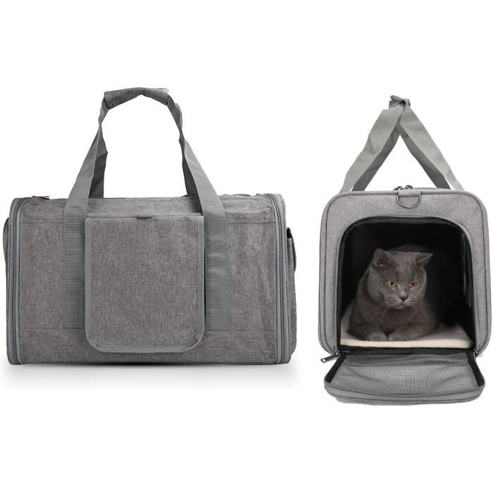 PETCUTE Sac Transport pour Chien Chat Caisse de Transport Chat Souple et Pliable avec Tapis en Laine Respirant Lapin Caisse 574