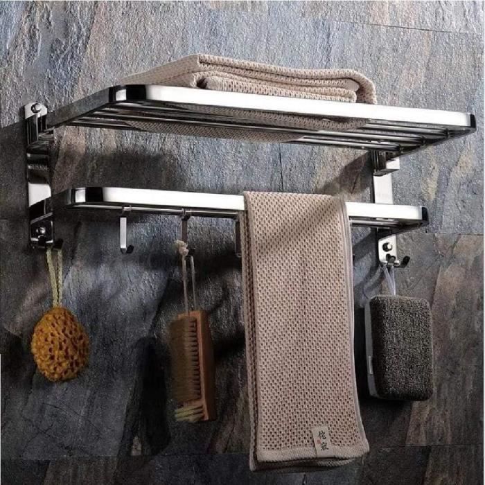 Porte-Serviettes Salle De Bain Avec 4 Barres 180°Rotatives Sèche-Serviettes En Acier Inoxydable