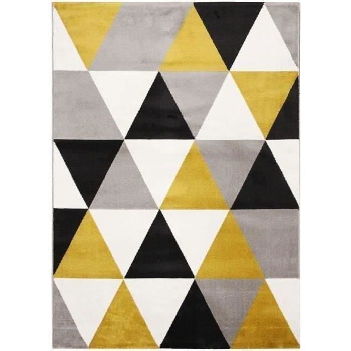 Tapis Moderne Zigzag Moutarde, Gris, Crème - 120x170 Cm, Polypropylène, Neuf Avec étiquettes