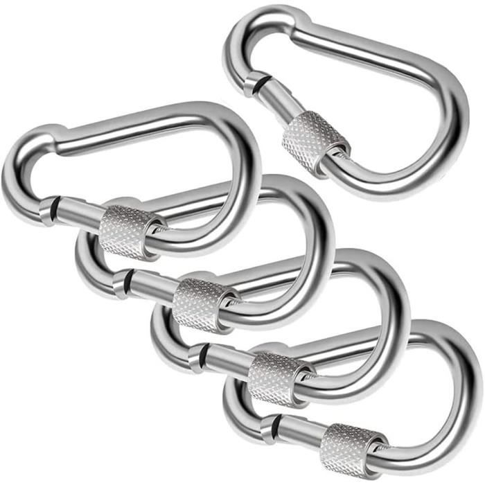 Lot De 6 Mousquetons M8 à Vis Ovale – Acier 400 Kg Pour Camping Randonnée Laisse Chien