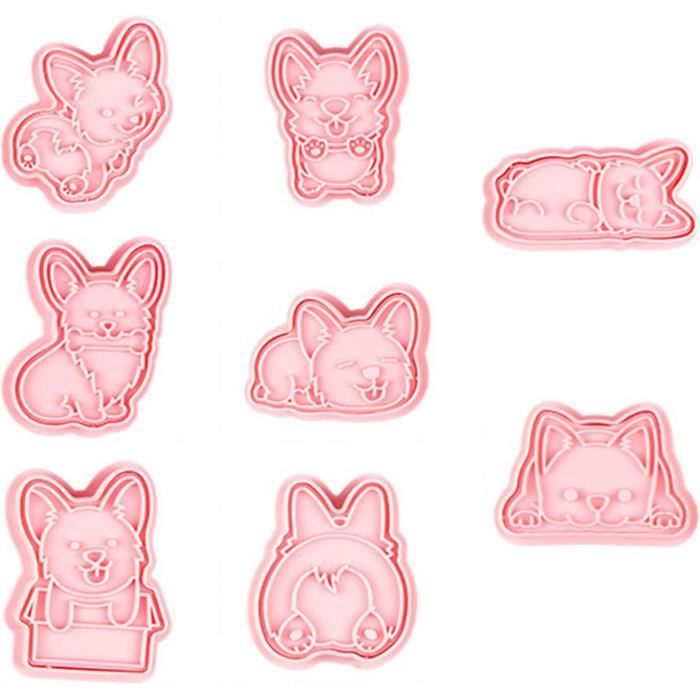 6 Emporte-Pièces 3D Plastique Rose Pour Biscuits - Moules Dessin Animé Avec Poussoir Pour Enfants Et Pâtisserie