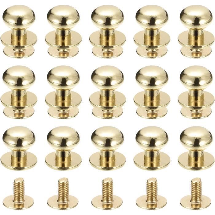10 Ensembles De Rivets Vis à Dos Rond 10x6mm - Pour Cuir - Tête Solide Noire - Marque Uxcell