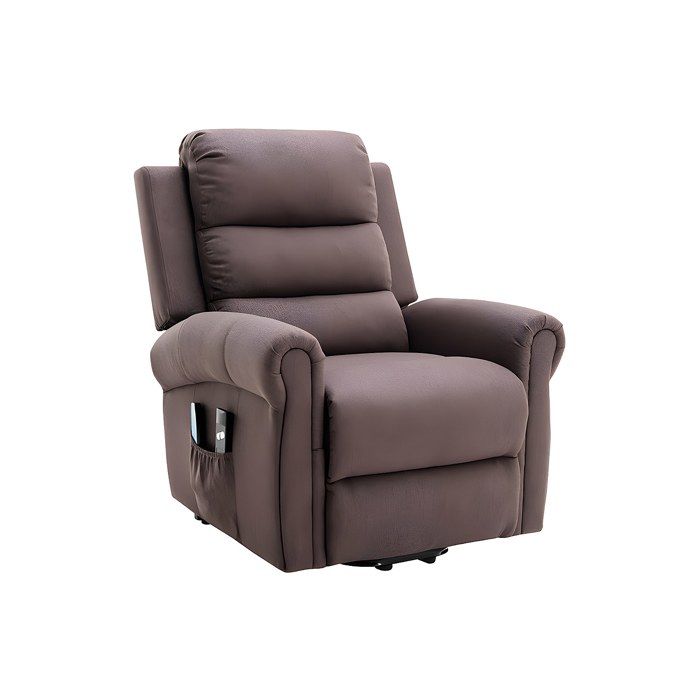 Fauteuil massant en tissu avec releveur électrique - Marron - LOVARI