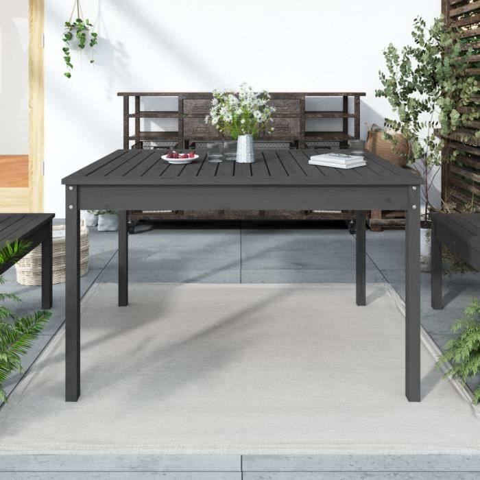 "promo"table extérieure lmt - table de jardin gris 121x82,5x76 cm bois massif de pin 14,05kg