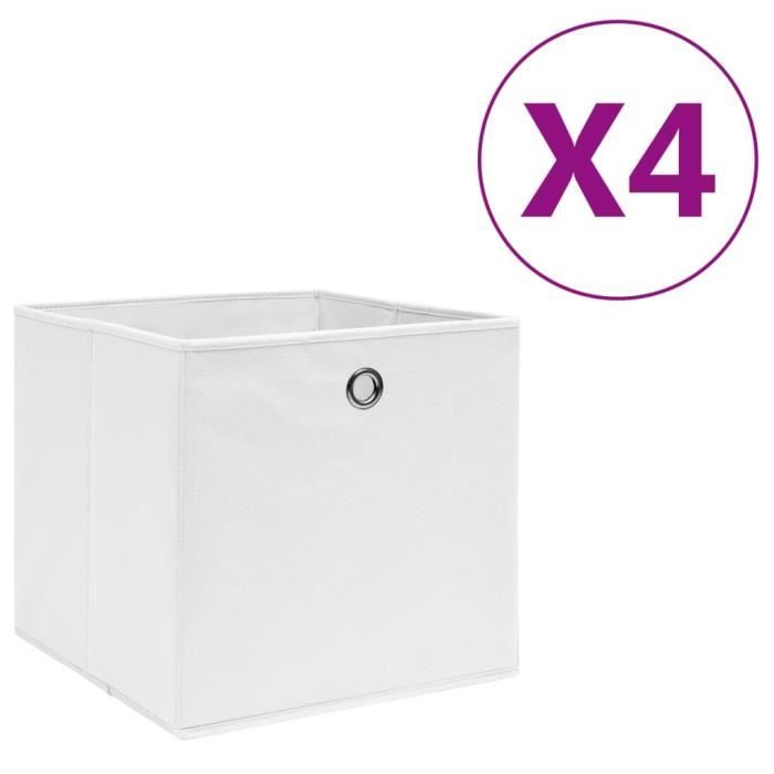 Boîtes de rangement - VIDAXL - 4 pcs - Tissu intissé - 28x28x28 cm - Blanc Boîtes de rangement - VIDAXL - 4 pcs - Tissu intissé - 28x28x28 cm - Blanc