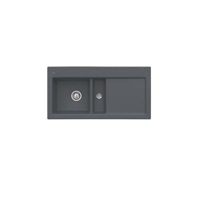 Villeroy & Boch Evier 1 cuve et demi VILLEROY ET BOCH Subway 60 100 x 51 cm egouttoir a droite Graphite CeramicPlus avec vidage manuel