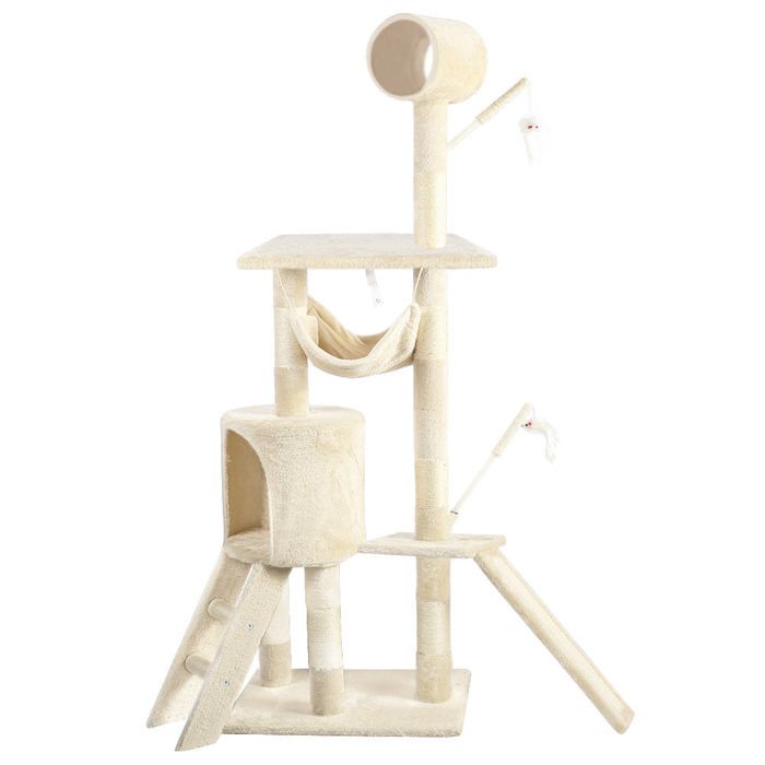 VOUNOT  Arbre &agrave; Chat 154cm avec Griffoir Plateforme Niche XXL Beige