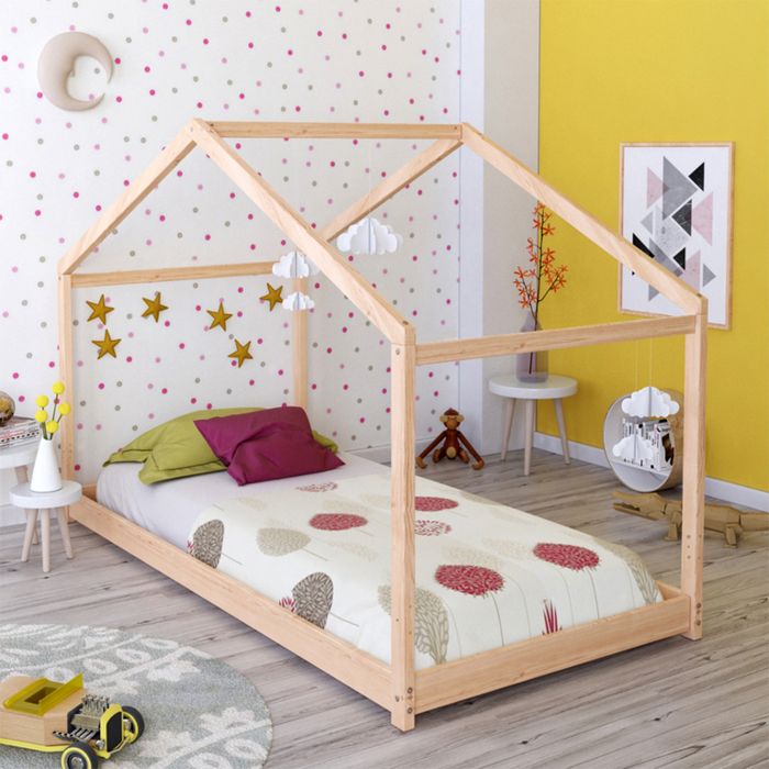 Lit cabane - WEBER INDUSTRIES - Koala - Bois massif - 90x190 cm - Sommier inclus Lit cabane - WEBER INDUSTRIES - Koala - Bois massif - 90x190 cm - Sommier inclus