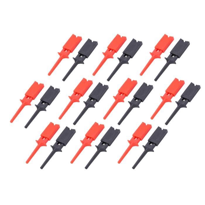 Lot De 12 Mini Pinces Crocodile (test Hooks) SMD Avec Fils De Cavalier - Pour Tests électroniques, Diagnostics Sur Circuits Intégrés CMS, Fils Silicone