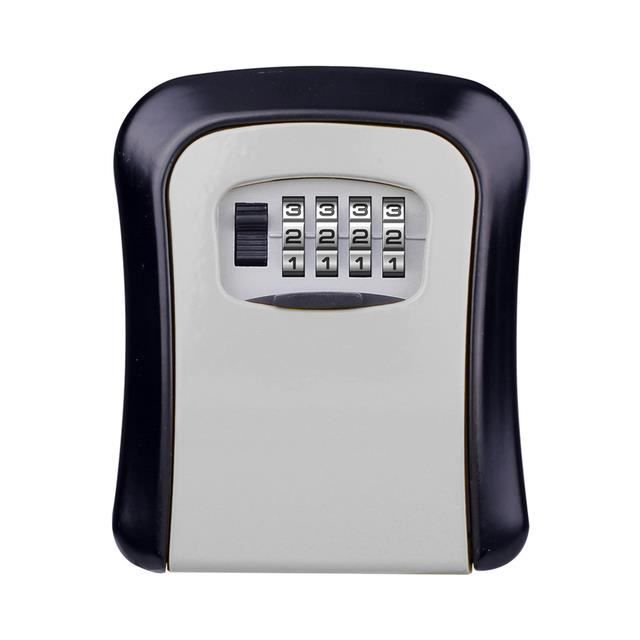Coffre-fort Mural à Combinaison 4 Chiffres - Sécurité Clés, étui De Rangement ABS, Fixable Intérieur/extérieur