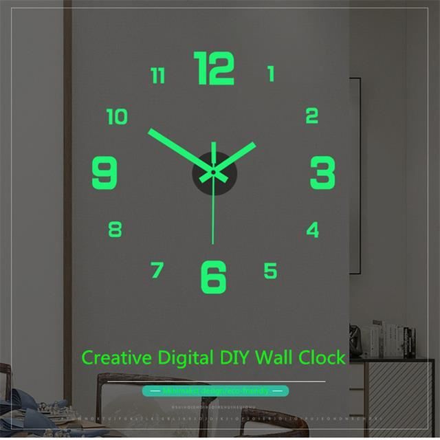 Horloge Murale Lumineuse 30cm - Chiffres Fluorescents, Silencieuse, Design Moderne Pour Chambre, Salon, Bureau