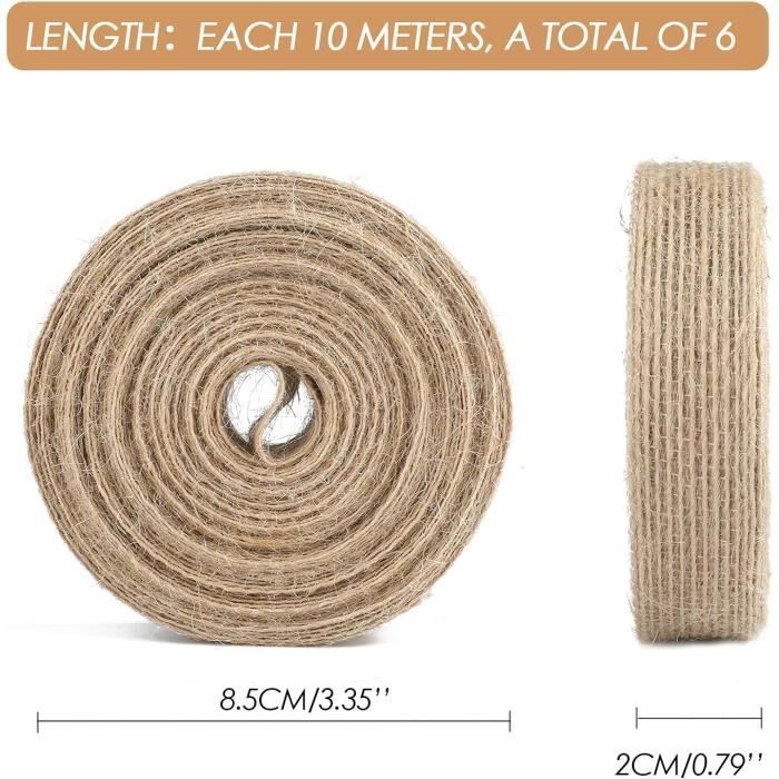 5 Rouleaux De Ruban En Jute Naturel - Largeurs : 1, 2, 2.5, 3, 3.8 Cm - Parfait Pour L'emballage Cadeau, La Décoration DIY, Noël, Mariage